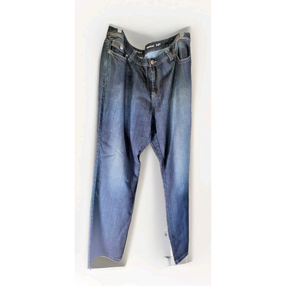NEW Avenue Denim Jeans Womens 24T Tall Plus Blue Bootcut High Rise Dark Wash NWT
